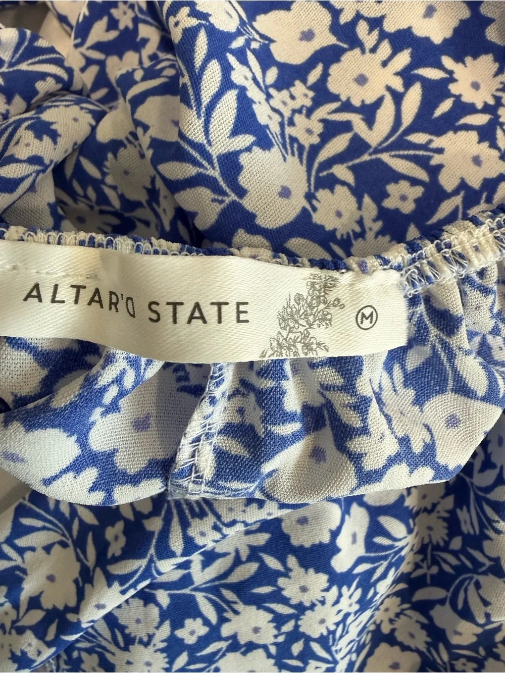 Altar’d State NWT‎ Blue White Floral Cutout Tie Back Mini Dress Medium